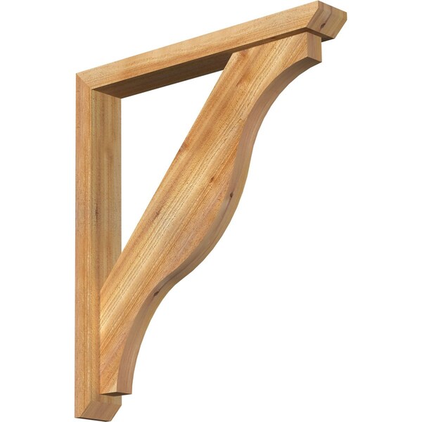 Ekena Millwork Funston Slat Rough Sawn Bracket w/ Offset Brace, Western Red Cedar, 4"W x 28"D x 32"H BKT0402X28X32FST06RWR - main